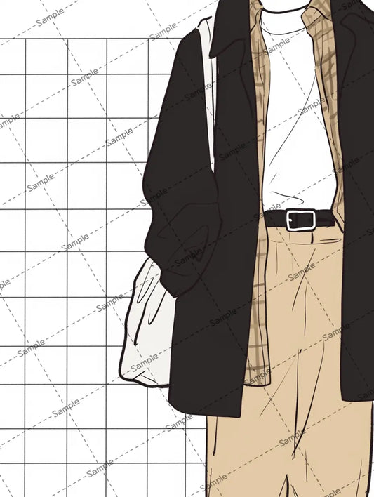 顔が隠れたオシャレな男のアイコン AI イラスト