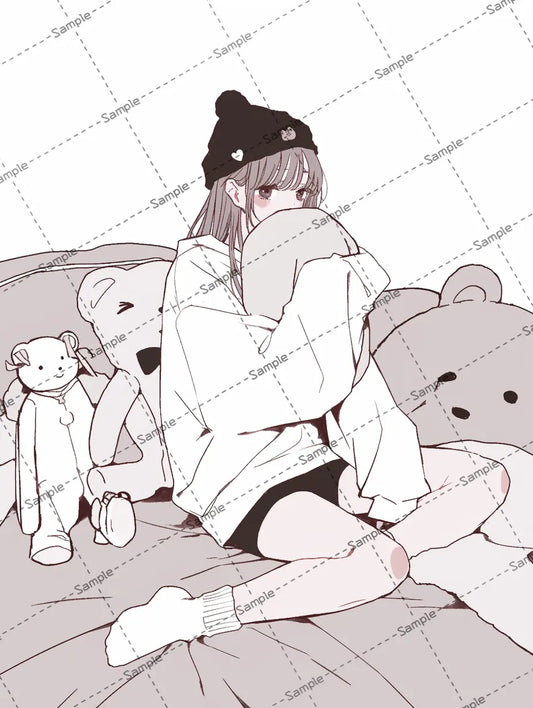 枕を抱いている女の子のアイコン AI イラスト