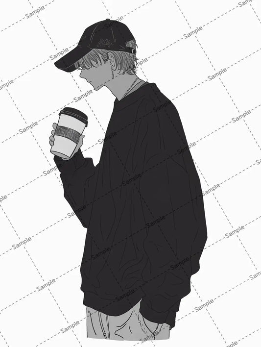 飲み物を持っている男のアイコン AI イラスト