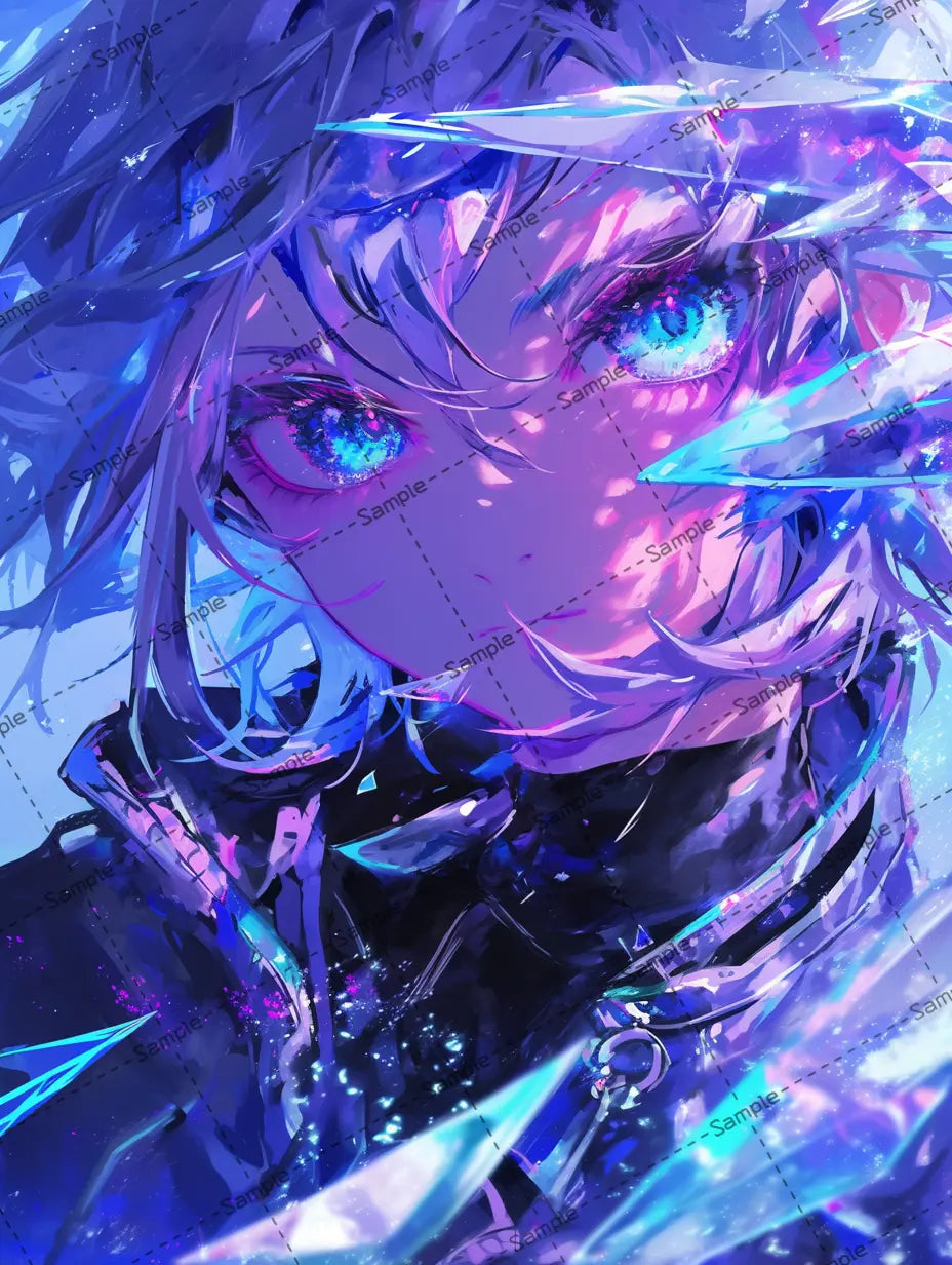 男の子のイラスト/ 紫髪/透明 -