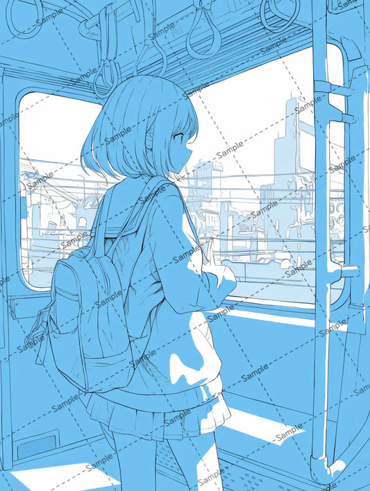 女の子のイラスト-アイコン/ アナログ風/単色カラー -