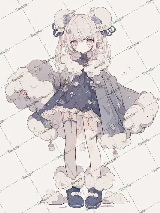 フワフワした服を着た可愛い女の子のアイコン AI イラスト