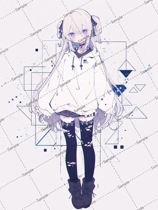 ホワイトロングヘアの女の子のアイコン AI イラスト