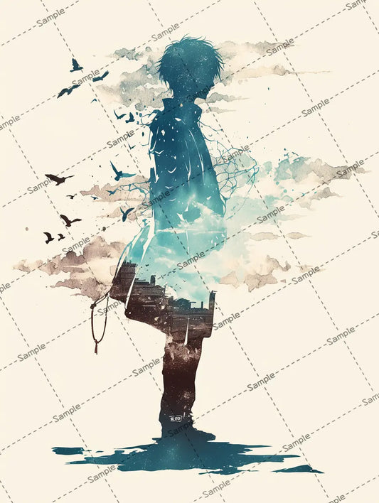 身体が透けている男の子のアイコン AI イラスト