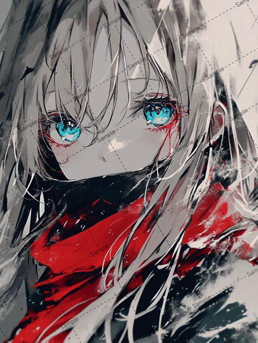 口元を隠している女の子のアイコン AI イラスト