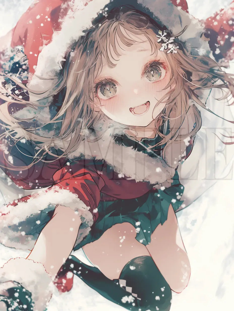 クリスマス衣装を着ている女の子のイラスト-アイコン AI イラスト