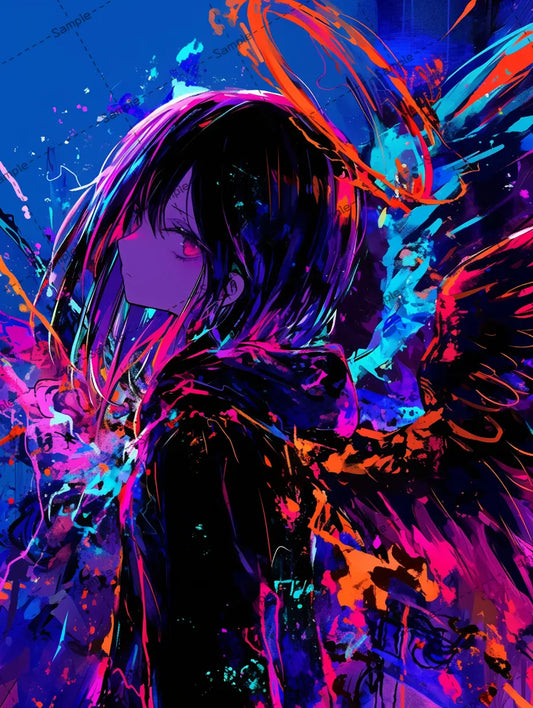鮮やかな色で覆われた女の子の天使のアイコン AI イラスト