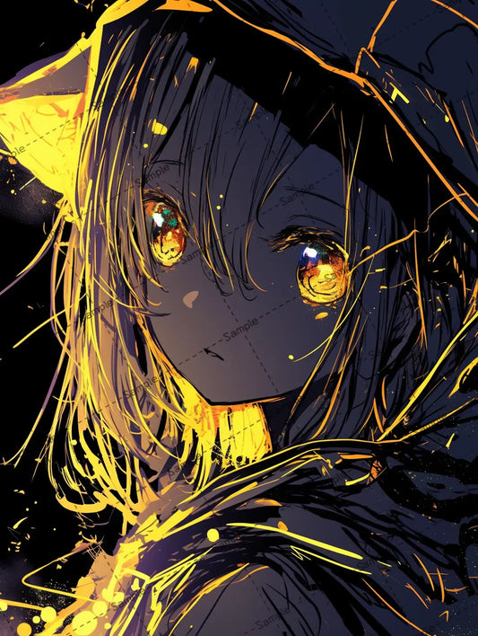 フードを被った可愛い女の子のイラスト-アイコン AI イラスト