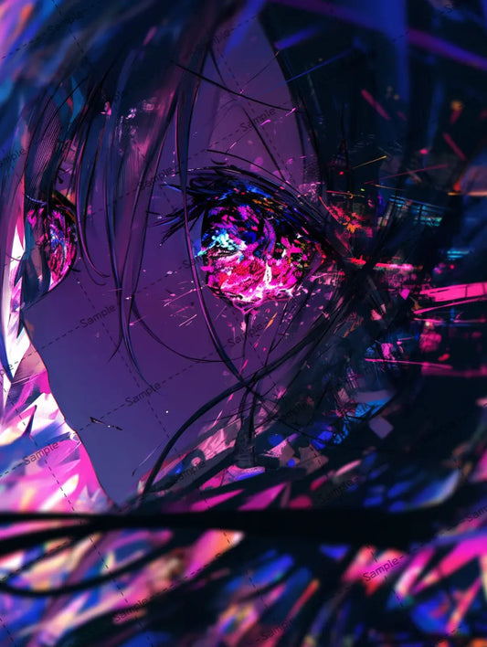 目が光り輝いている女の子のアイコン AI イラスト
