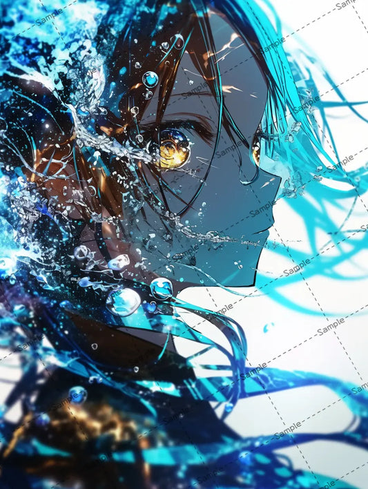 水しぶきを受ける女の子のイラスト-アイコン AI イラスト